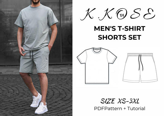 Men's T-Shirt and Shorts Set Sewing Pattern PDF, Sizes XS to 3XL, Easy DIY Men's Summer Outfit, Printable A4 Letter and A0