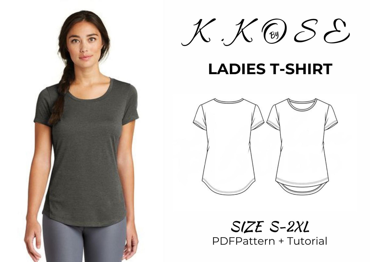 Women's T-Shirt Set Sewing Pattern PDF, 3-in-1 Bundle for Sizes XS to 2XL, Easy DIY Women's Clothing, Printable A4 Letter and A0