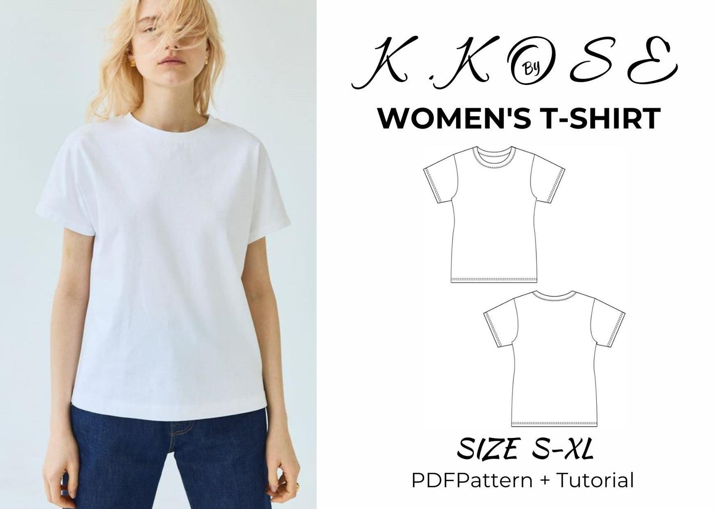 Women's T-Shirt Set Sewing Pattern PDF, 3-in-1 Bundle for Sizes XS to 2XL, Easy DIY Women's Clothing, Printable A4 Letter and A0