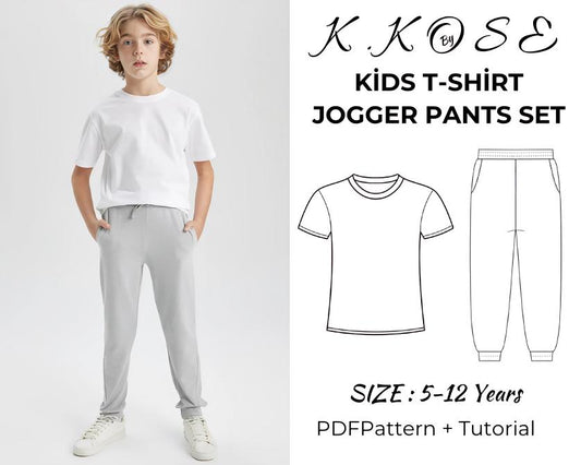 Kids’ T-Shirt & Jogger Pants Sewing Pattern Set  Digital PDF Sizes 10M–14Y  Beginner Friendly DIY Children’s Clothing  Printable Sewing File A4 Letter A0