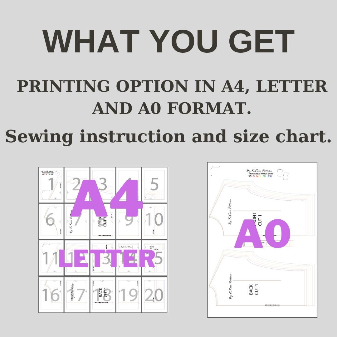 Women’s Batwing T-Shirt Sewing Pattern  Digital PDF Sizes XS–2XL  Beginner Friendly DIY Oversized Top  Printable Sewing File A4 Letter A0