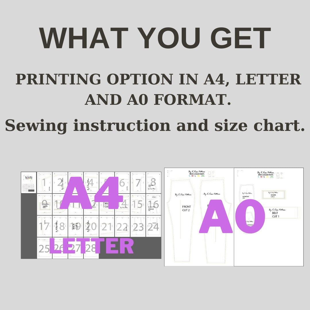 Men’s Jogger Pants Sewing Pattern  Digital PDF Sizes S–XXL  Beginner Friendly DIY Sweatpants with Elastic Waist & Pockets  Printable Sewing File A4 Letter A0