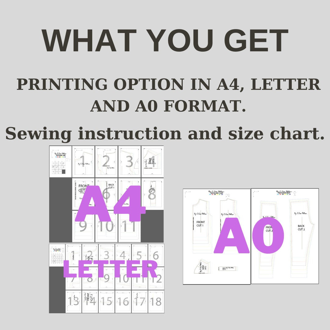 Kids’ Pajama Set Sewing Pattern  Digital PDF Sizes 3–14Y  Unisex Children’s Sleepwear  Beginner Friendly DIY Clothing  Printable Sewing File A4 Letter A0