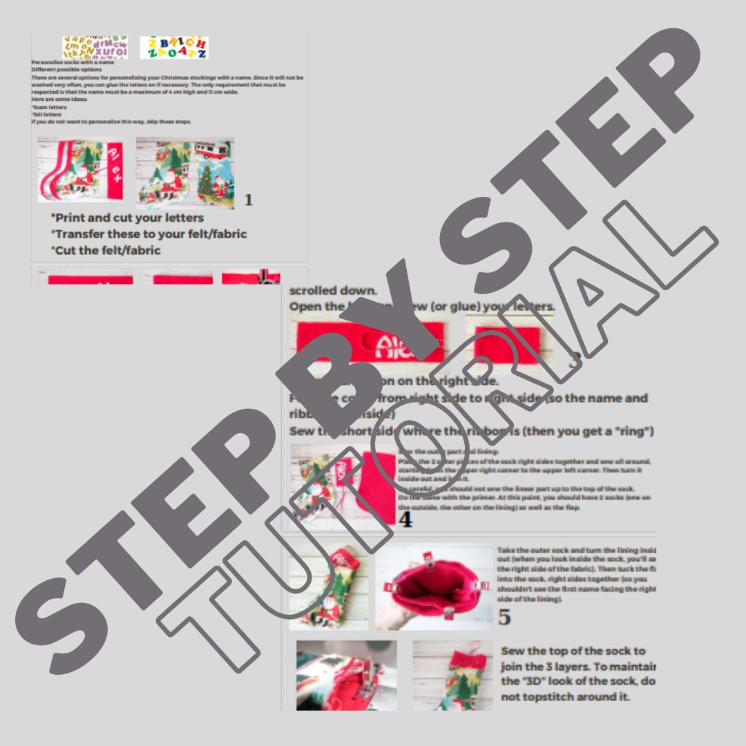 Christmas Stocking Sewing Pattern  Digital PDF Sizes Small–Large  Beginner Friendly DIY Holiday Decoration  Printable Sewing File A4 Letter