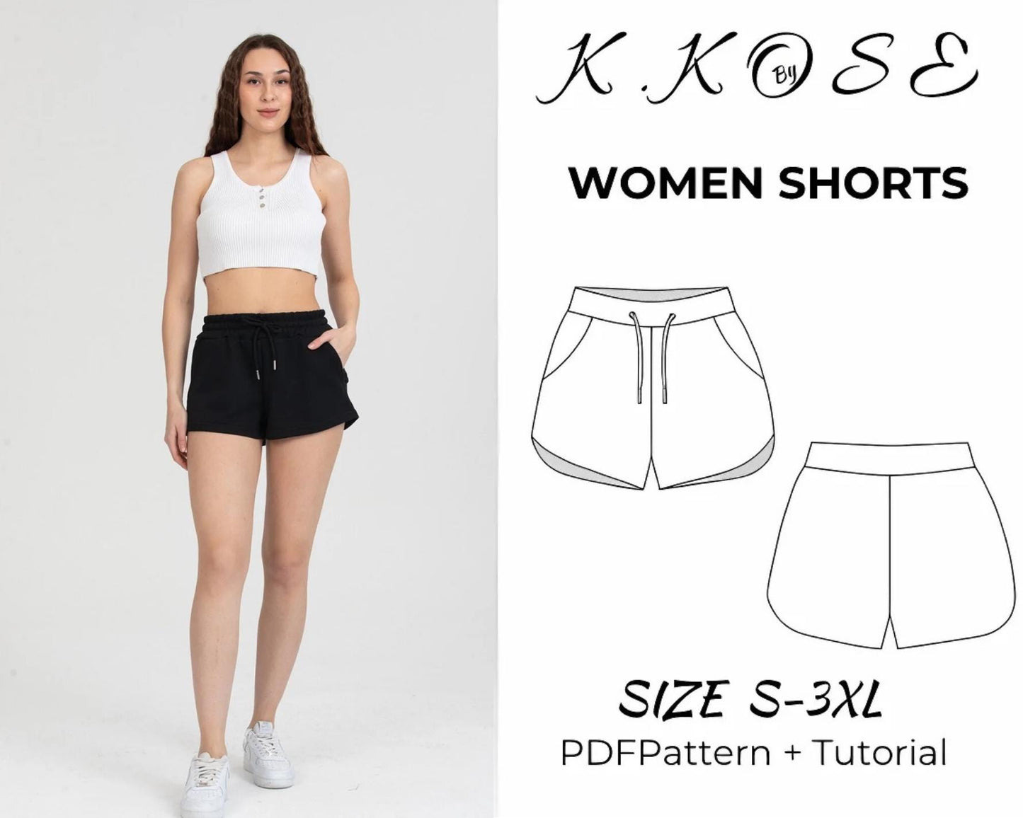 Women's Summer Shorts Sewing Pattern: Comfortable Casual Style (S-3XL) (PDF Pattern)