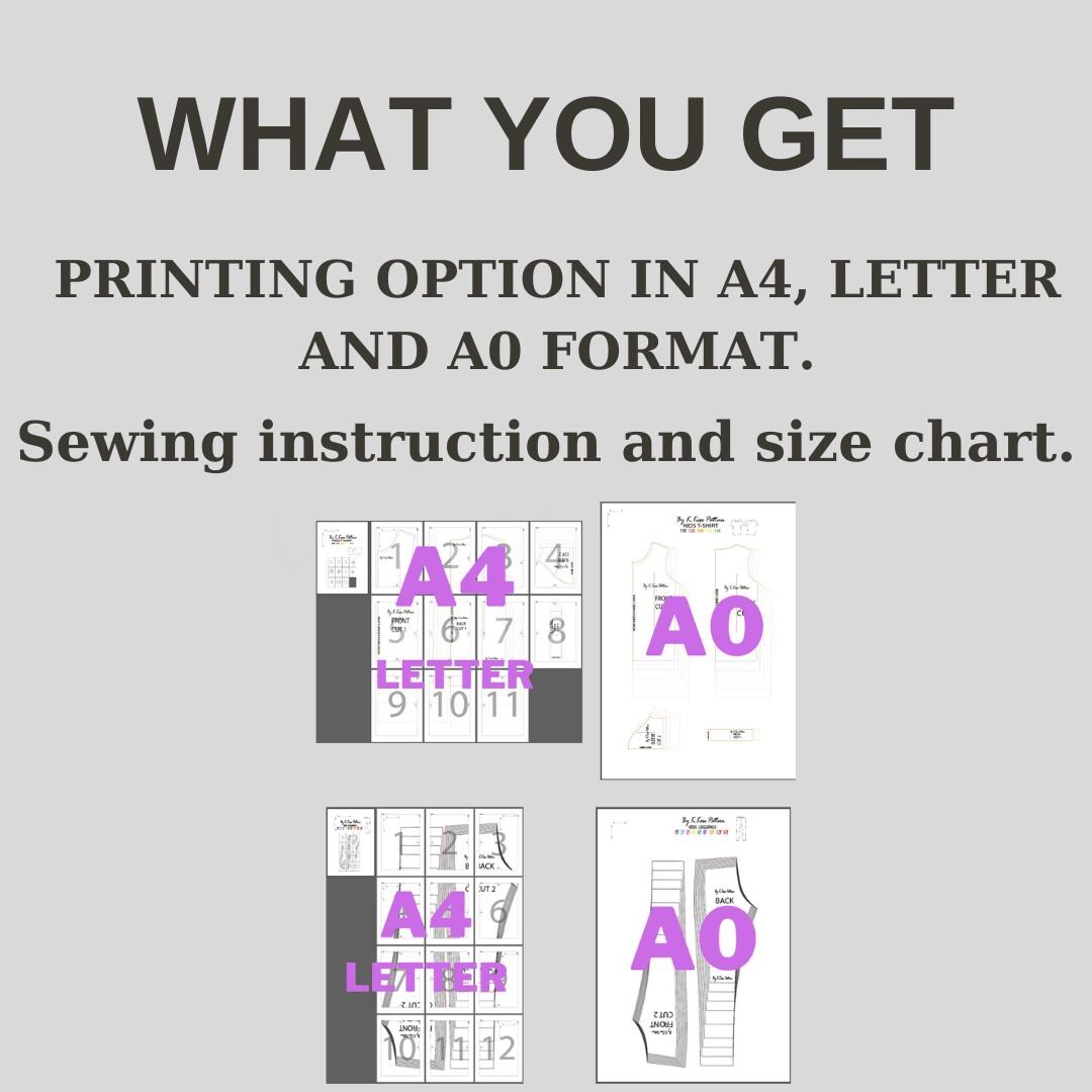 Kids’ T-Shirt & Leggings Sewing Pattern  Digital PDF Sizes 1Y–14Y  Beginner Friendly DIY Children’s Clothing  Printable Sewing File A4 Letter A0