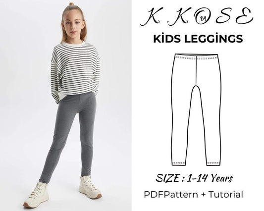 Kids’ Leggings Sewing Pattern  Digital PDF Ages 1–14  Beginner Friendly DIY Children’s Clothing  Printable Sewing File A4 Letter A0