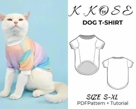 Dog / Cat T-Shirt Sewing Pattern  Digital PDF Sizes S–XL  Beginner Friendly DIY Pet Clothing  Printable Sewing File A4 Letter A0