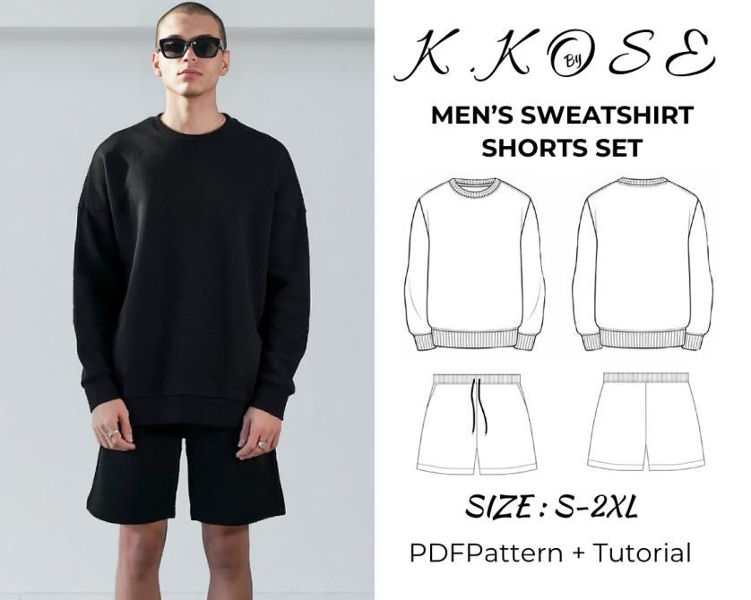 Men's Sweatshirt Shorts Set Sewing Pattern (PDF)