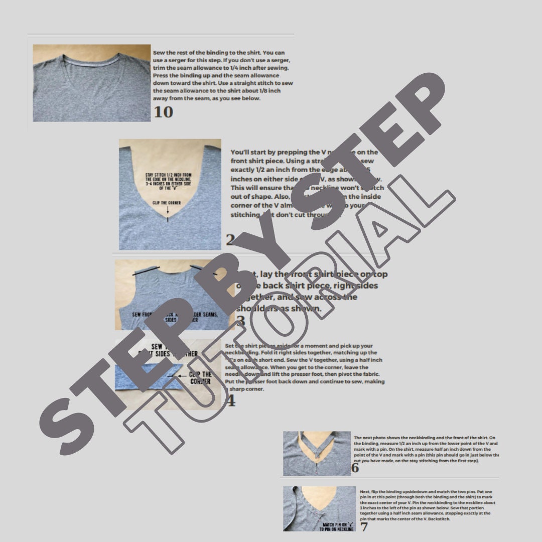 Women’s V-Neck T-Shirt Sewing Pattern  Digital PDF Sizes S–L  Beginner Friendly DIY Casual Top  Printable Sewing File A4 Letter A0